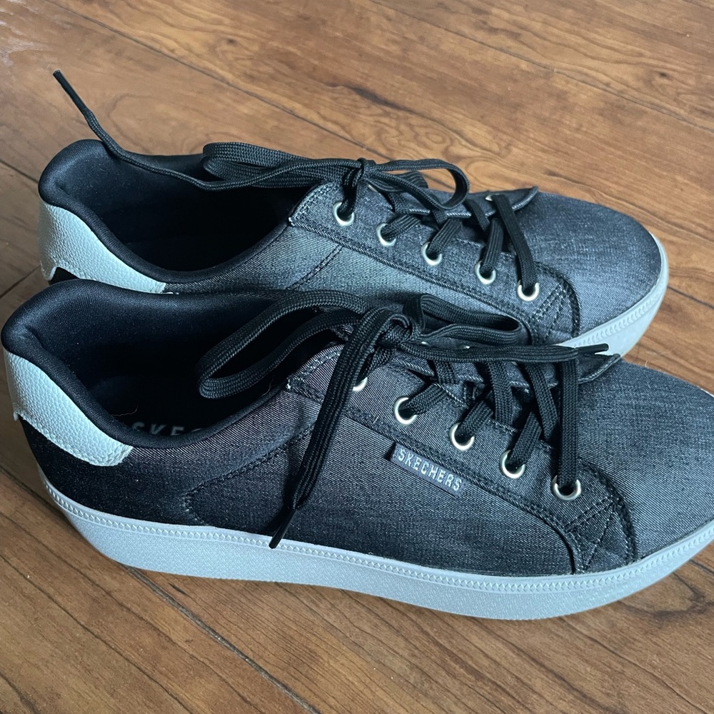 Skechers vegan platform chambray lace up sneakers